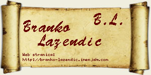 Branko Lazendić vizit kartica